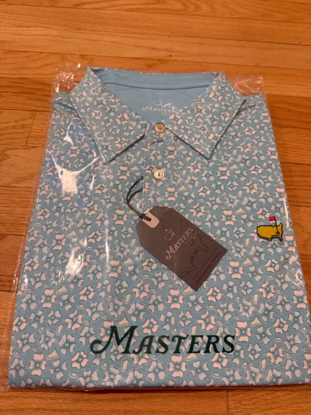 2026 Masters Tech Blue Flowers Golf Polo Size L